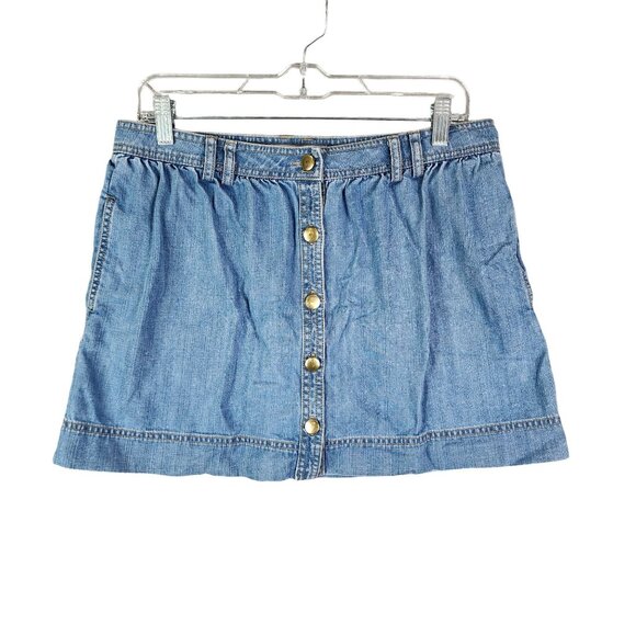 Women's Fossil Blue Denim Skirt Button Front 100% Cotton Size 6 - Picture 1 of 11